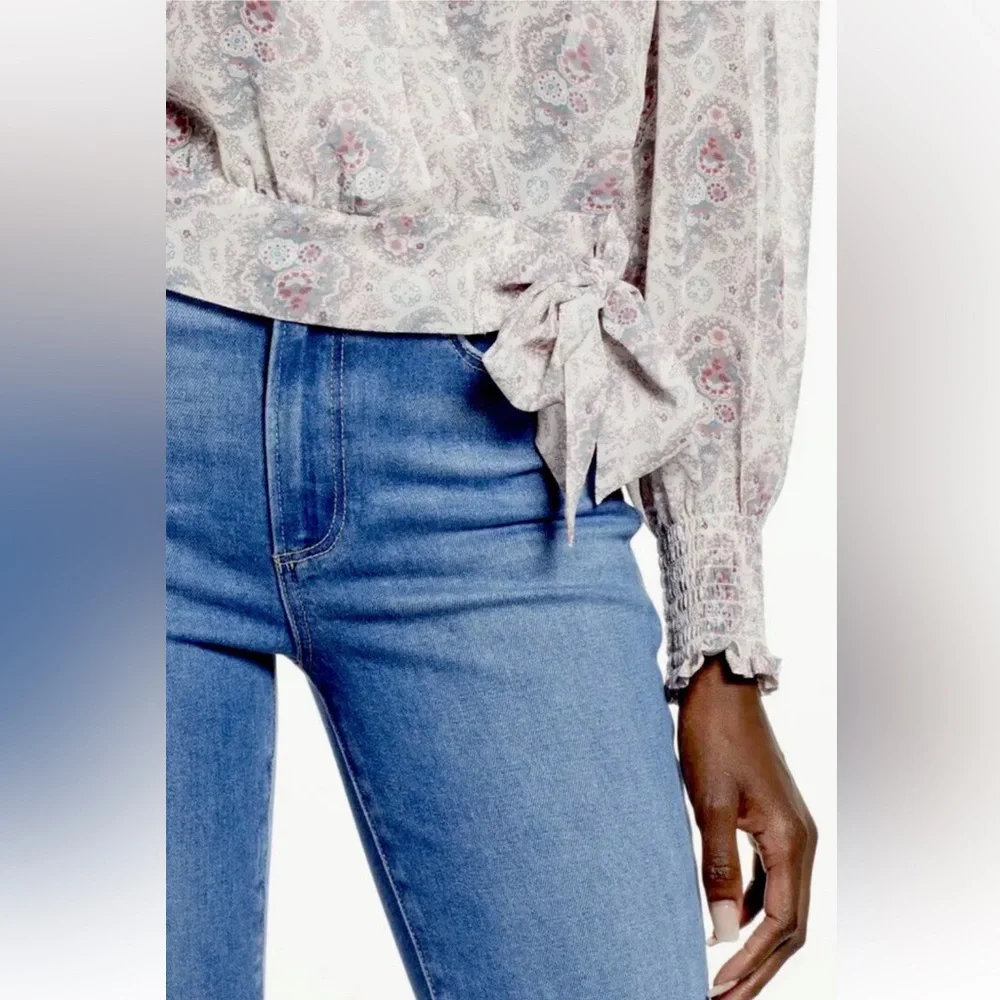 PAIGE MARGHERITA TIE WAIST BLOUSE SIZE S - Picture 4 of 6